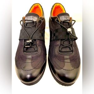 Louis vuitton black leather men shoes men size us 10.